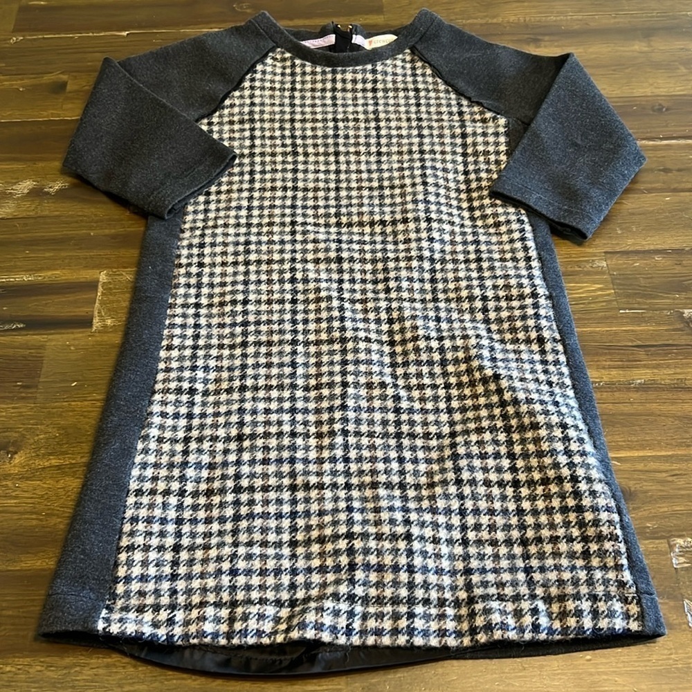 Crewcuts J Crew Girls Dress Wool Houndstooth 7 Gray Mixed Media